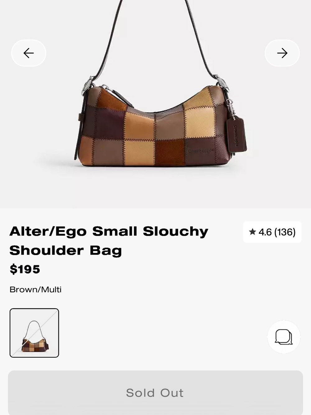 Coach Patchwork Shoulder Bag in Brown & Tan NWT - Picture 4 of 4